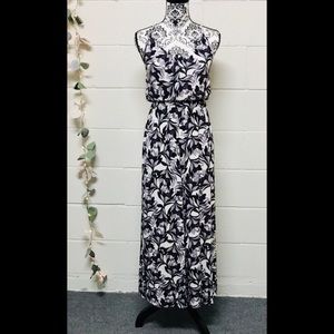 LOFT Black and White Floral Maxi Dress